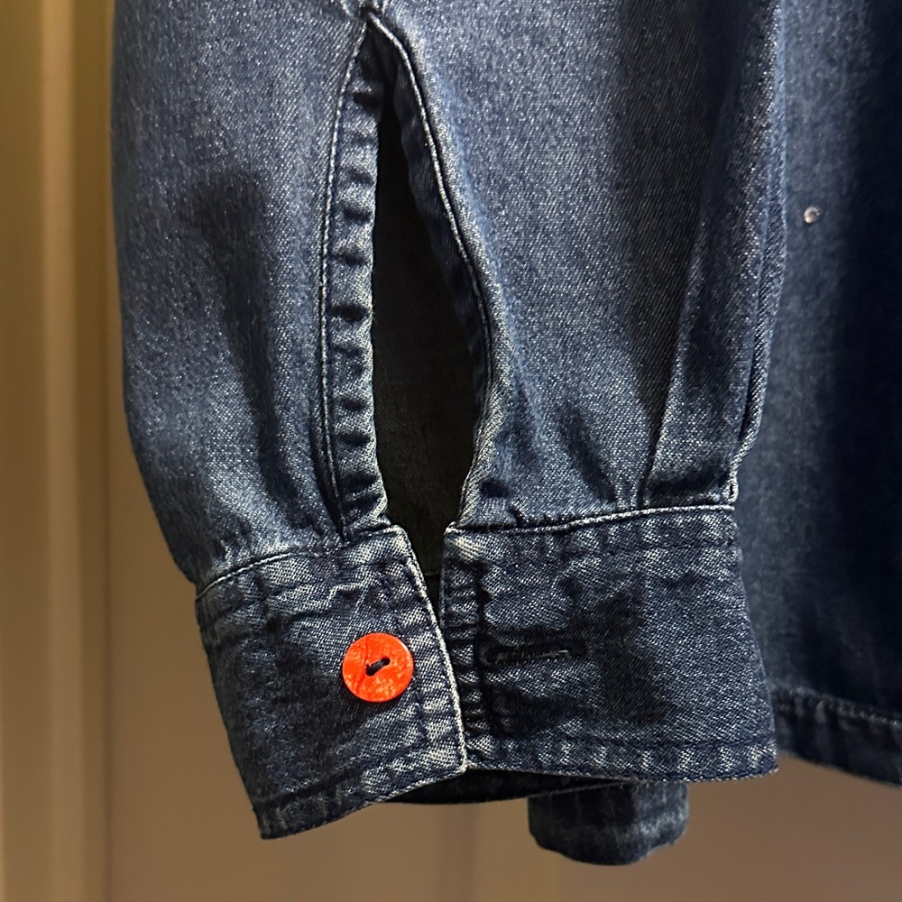 Quacker Factory Blue Denim Shirt with Embroidery - Picture 4 of 6